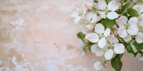 Fototapeta premium A delightful cluster of fresh white flowers against a soft pastel background. Perfect for spring designs or floral themes. Captivating beauty encapsulated in nature. AI