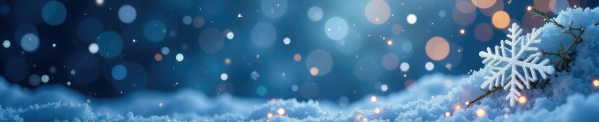 Glittering snowflakes falling on a winter wonderland background, falling, snowflake