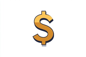 Fototapeta premium Minimalist illustration of a yellow dollar sign icon on a white background