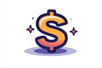 Stylized purple and pink dollar sign with shiny effects