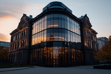 Fototapeta premium A large building with a lot of glass windows