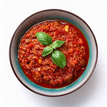 Italian traditional food bolognese sauce on white background