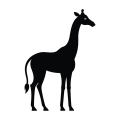 Obraz premium Stylized black silhouette of a giraffe standing against a white background