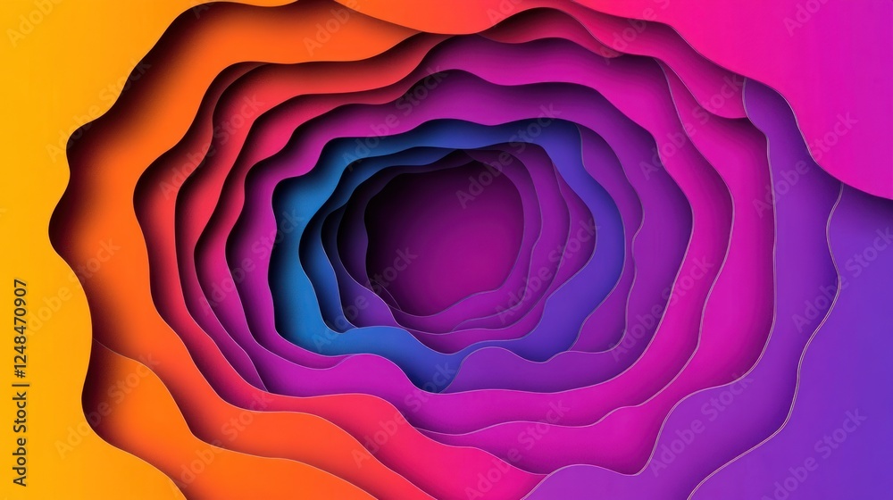 Poster Abstract Colorful Layered Paper Design Wave Pattern