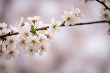 Obraz premium cherry blossoms in full bloom white pink yellow centers