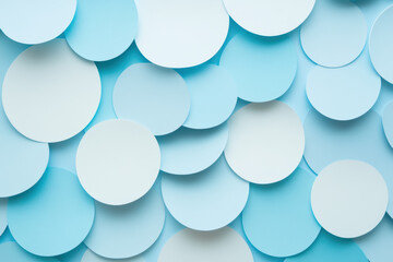 Overlapping Blue and White Paper Circles for Abstract Geometric Background