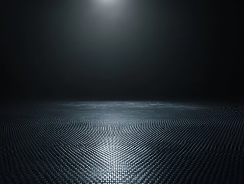 Dark textured background with subtle lighting.
