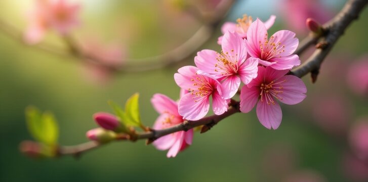 Delicate pink flowers blooming on a branch of quebracho marilla tree, nature, tree, trees