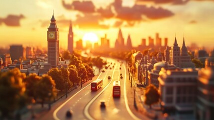 Naklejka premium london skyline sunset cityscape
