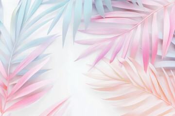 Obraz premium Pastel Palm Leaves on Soft Background Gentle Tropical Aesthetic