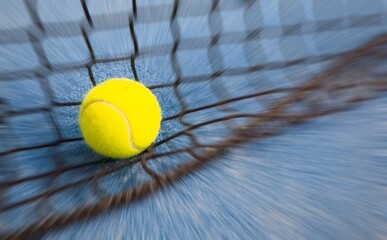 balls near the net of a blue paddle tennis court, sports courts