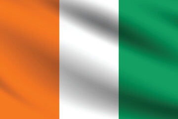 Cote d 'Ivoire flag official colors and proportion digital vector illustration. Pleated flag.