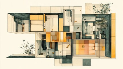 A detailed diagram of home sections based on activity zones.
