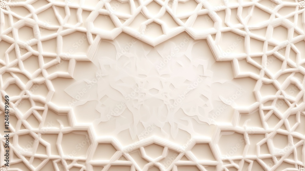 Poster intricate cream geometric pattern design