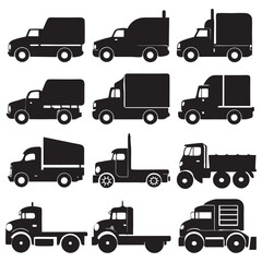 Truck silhouettes set car pack of vector silhouette design 