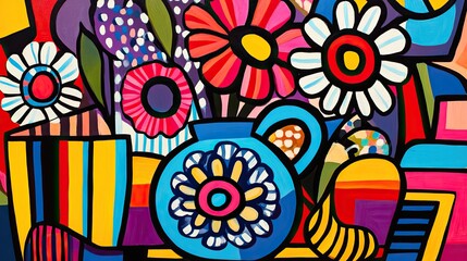 Vibrant Floral Arrangement In A Blue Jug