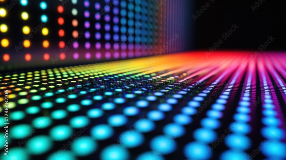 Poster colorful led lights create vibrant abstract pattern