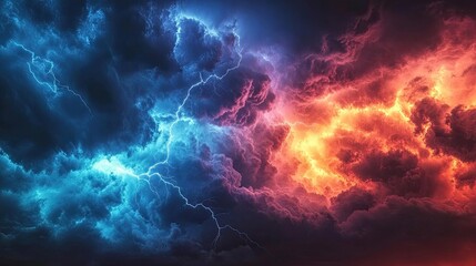 Dramatic Storm Clouds with Vivid Lightning Strikes