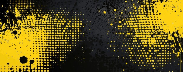 Black and yellow halftone background with grungy dots- and cyberpunk elements.
