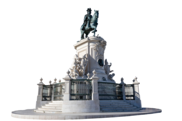 An equestrian statue of King José I of Portugal on the Commerce Square in Lisbon