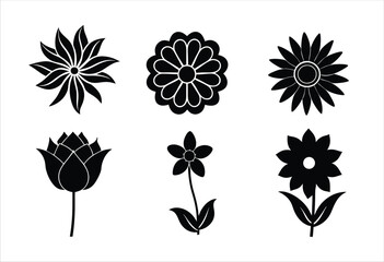 set of floral elements, set of floral elements vector silhouette, silhouette vector flower