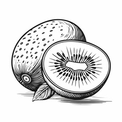 Obraz premium Kiwi Fruit Food Organic Fresh Juicy Vitamin Healthy Sketch Style 