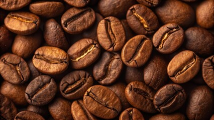 Obraz premium A Detailed Close-Up of Roasted Coffee Beans, Showing Rich Brown Hues and Intricate Surface Textures