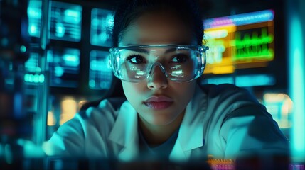 Latina Scientist in High-Tech Laboratory