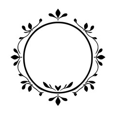 Black and White, a Simple Floral Frame with a Decorative Border