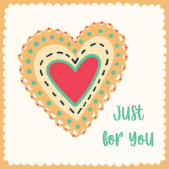 Happy Valentine's day greeting card. Handdrawn illustration.