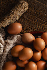 eggs on wooden background