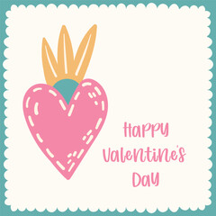 Happy Valentine's day greeting card. Handdrawn illustration.