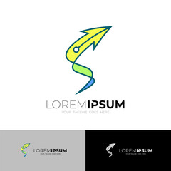 S logo with arrow design technology, line style design