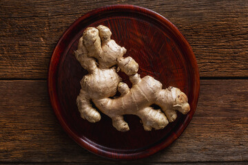 ginger root on a wooden table