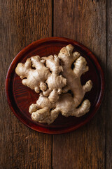 ginger on wooden background