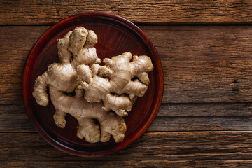 ginger on wooden background