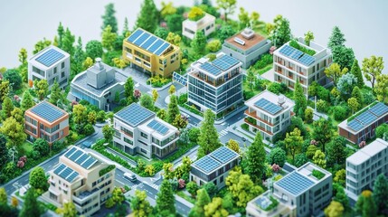 A city with many houses and a lot of trees