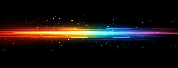 Fototapeta premium Rainbow light streak, dark space, website banner