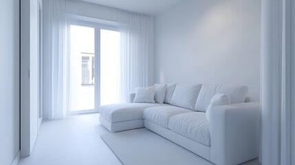 white room with sofa. 3d interior