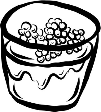 black and white dessert with berries clip art preview