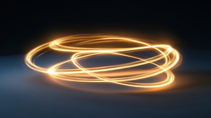 Golden Light Trails Form Abstract Circular Design