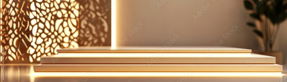 Aufkleber Illuminated Three Tiered Display Platform with Background Pattern
