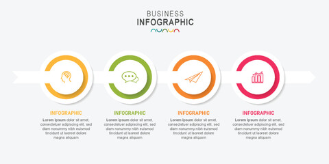 Fototapeta premium infographic template with integrated circles. Business concept with 4 options. For content, diagram, flowchart, steps, parts, timeline infographics, workflow, chart.