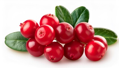 Fresh Lingonberries with Vibrant Green Leaves