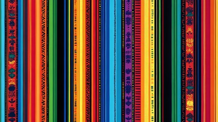 Seamless vector pattern. Background for decor or ethnic Mexican fabric pattern with colorful stripes. Can be used for ceramic tiles, wallpapers, linoleum, textiles.