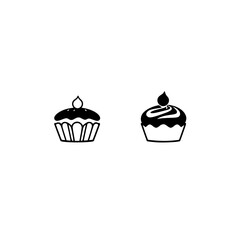 Two contrasting cupcakes in a minimal, clean, and modern style with a simplistic aesthetic, black and white.
