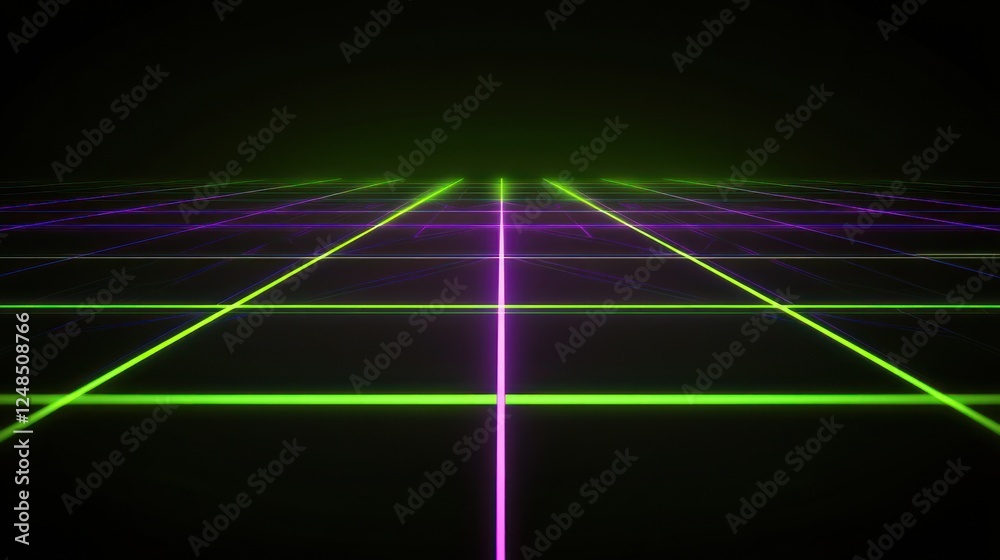 Aufkleber Abstract Neon Grid Lines Pattern Design