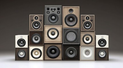 Fototapeta premium Studio Speakers Stack, Audio, Background, Design