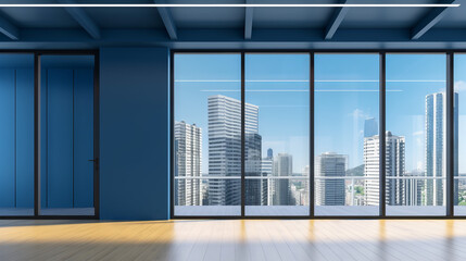 A bold interior with navy blue accent walls 