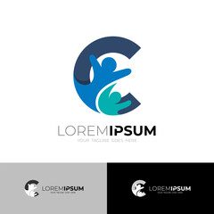 C logo and people care design charity, unity logos